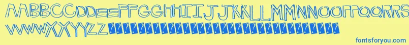 Fonte HappyLines – fontes azuis em um fundo amarelo