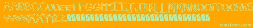 HappyLines-Schriftart – Grüne Schriften auf orangefarbenem Hintergrund