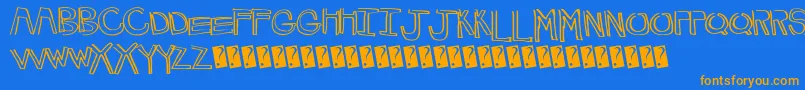 HappyLines Font – Orange Fonts on Blue Background