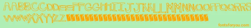 HappyLines-Schriftart – Orangefarbene Schriften auf grünem Hintergrund