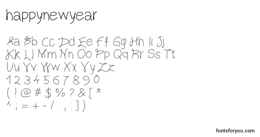 Schriftart Happynewyear – Alphabet, Zahlen, spezielle Symbole