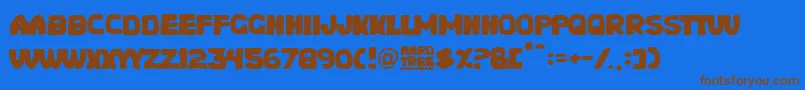 フォントHard Tree – 茶色の文字が青い背景にあります。