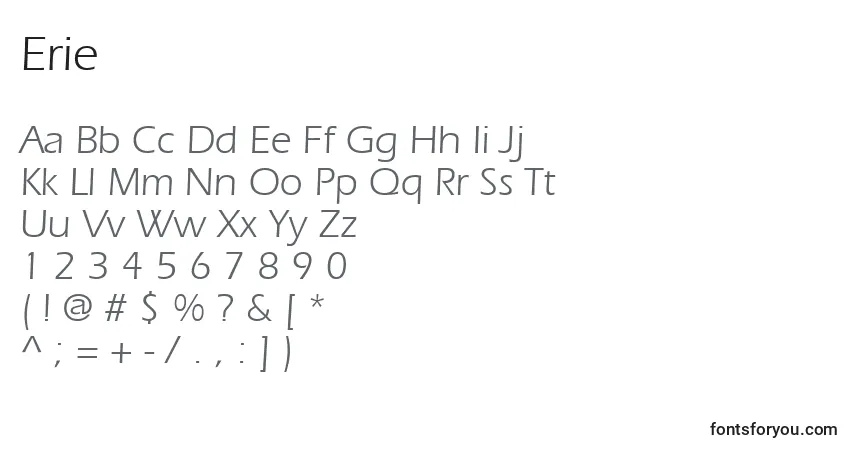Erie Font – alphabet, numbers, special characters