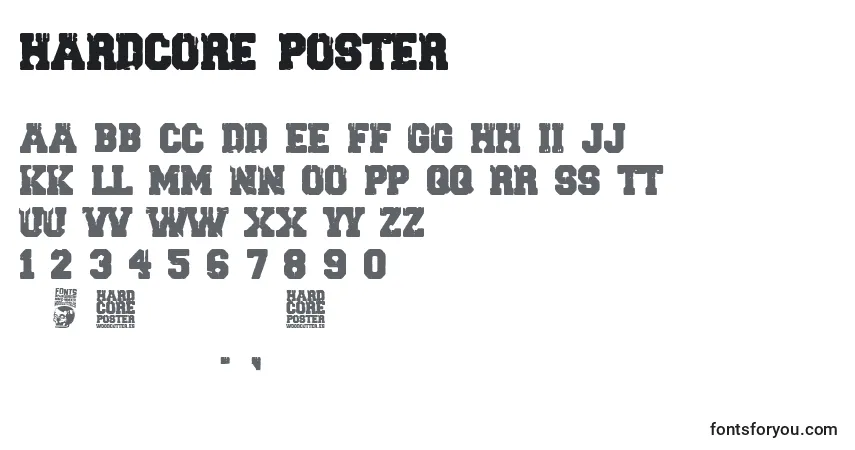 Schriftart HARDCORE POSTER – Alphabet, Zahlen, spezielle Symbole