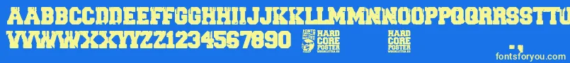 HARDCORE POSTER Font – Yellow Fonts on Blue Background