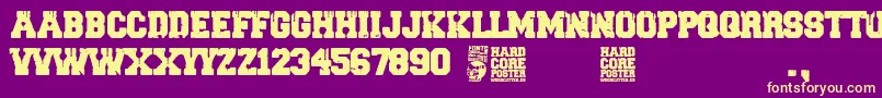 フォントHARDCORE POSTER – 紫の背景に黄色のフォント