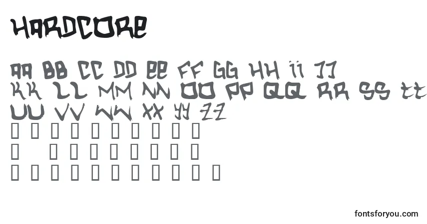 A fonte Hardcore (129051) – alfabeto, números, caracteres especiais