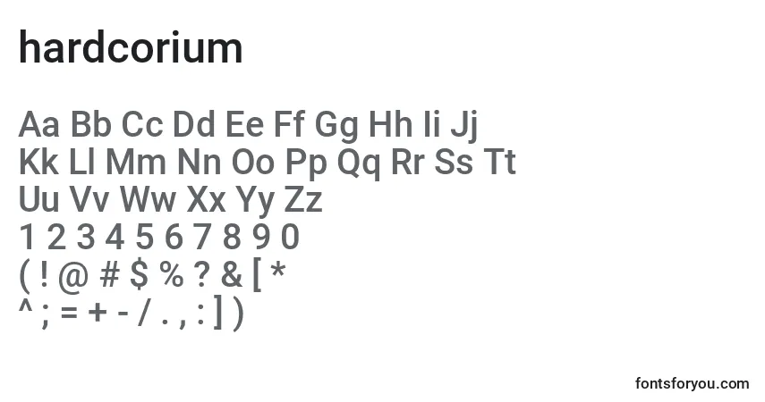 Hardcorium (129052)-fontti – aakkoset, numerot, erikoismerkit