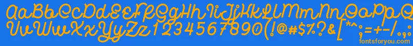 フォントHardino Font by 7NTypes – オレンジ色の文字が青い背景にあります。