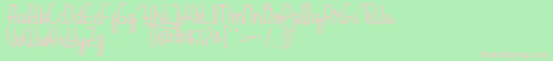 HardolynDemo-fontti – vaaleanpunaiset fontit vihreällä taustalla