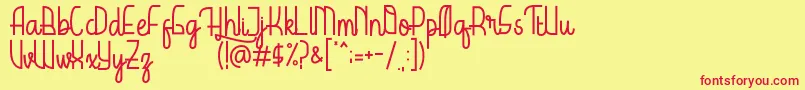 HardolynDemo-fontti – punaiset fontit keltaisella taustalla