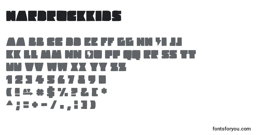 Czcionka Hardrockkids – alfabet, cyfry, specjalne znaki