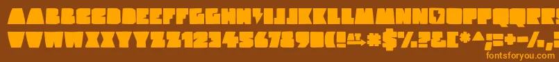 hardrockkids-Schriftart – Orangefarbene Schriften auf braunem Hintergrund