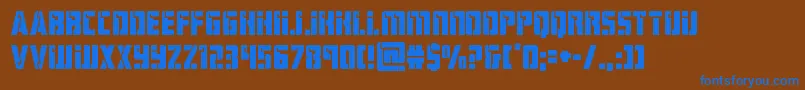 フォントhardscience – 茶色の背景に青い文字
