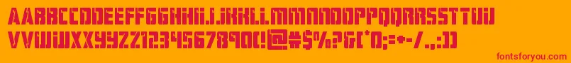 hardscience-Schriftart – Rote Schriften auf orangefarbenem Hintergrund