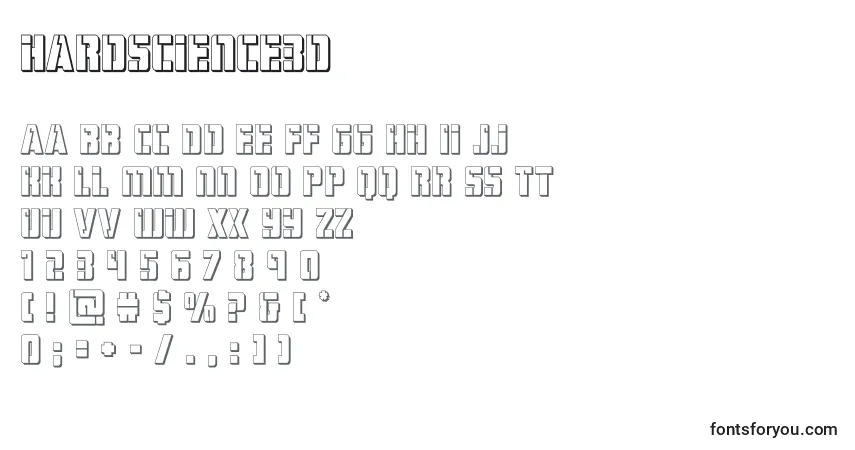 Czcionka Hardscience3d – alfabet, cyfry, specjalne znaki
