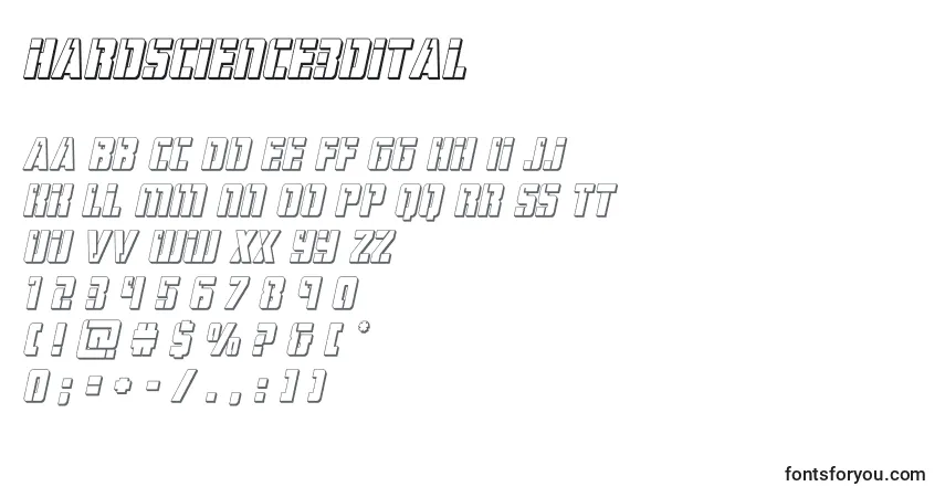 Шрифт Hardscience3dital – алфавит, цифры, специальные символы