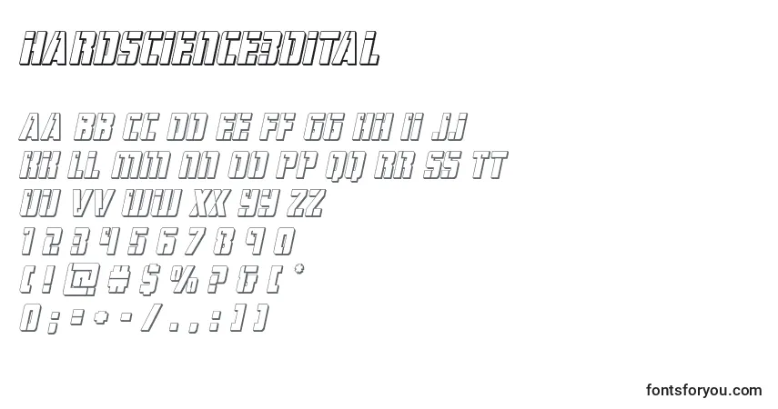 Schriftart Hardscience3dital (129063) – Alphabet, Zahlen, spezielle Symbole