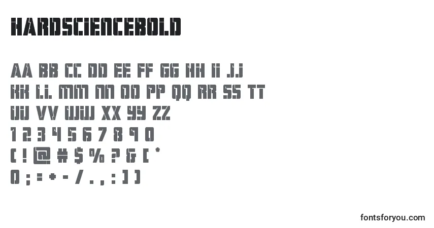 Schriftart Hardsciencebold (129065) – Alphabet, Zahlen, spezielle Symbole