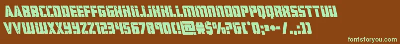 hardscienceboldleft-fontti – vihreät fontit ruskealla taustalla