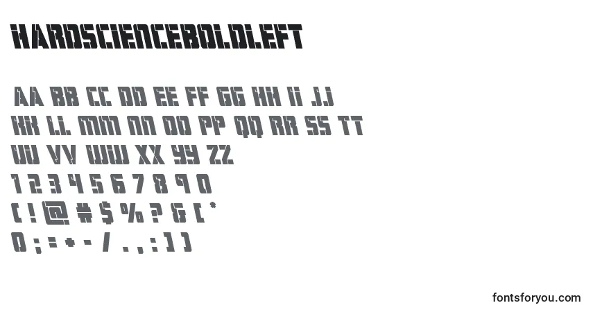 A fonte Hardscienceboldleft (129069) – alfabeto, números, caracteres especiais