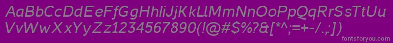 CasperItalic-Schriftart – Graue Schriften auf violettem Hintergrund