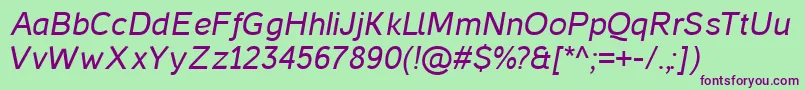 CasperItalic-fontti – violetit fontit vihreällä taustalla