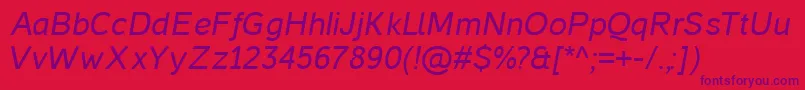 Czcionka CasperItalic – fioletowe czcionki na czerwonym tle