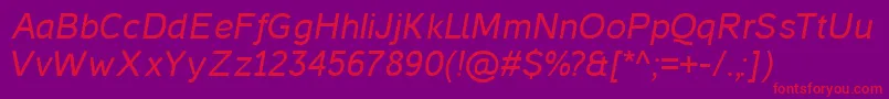 Fonte CasperItalic – fontes vermelhas em um fundo violeta