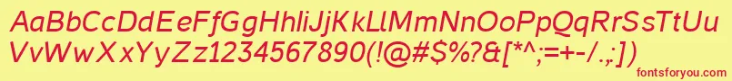 Fonte CasperItalic – fontes vermelhas em um fundo amarelo