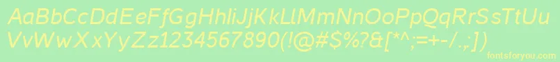 フォントCasperItalic – 黄色の文字が緑の背景にあります