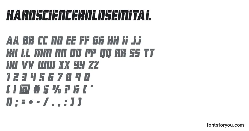 Шрифт Hardscienceboldsemital (129071) – алфавит, цифры, специальные символы