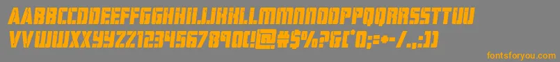 フォントhardscienceboldsemital – オレンジの文字は灰色の背景にあります。