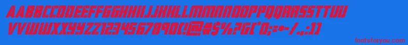 hardscienceboldsuperital Font – Red Fonts on Blue Background
