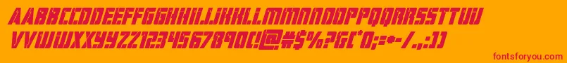 hardscienceboldsuperital Font – Red Fonts on Orange Background
