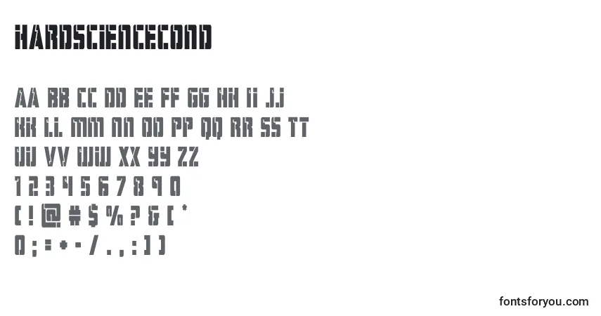 Schriftart Hardsciencecond – Alphabet, Zahlen, spezielle Symbole