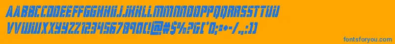 hardsciencecondital-Schriftart – Blaue Schriften auf orangefarbenem Hintergrund