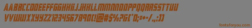 フォントhardsciencecondital – 茶色の文字が灰色の背景にあります。