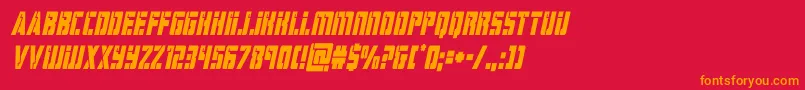 hardsciencecondital-Schriftart – Orangefarbene Schriften auf rotem Hintergrund