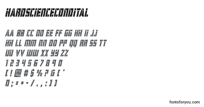 Czcionka Hardsciencecondital (129077) – alfabet, cyfry, specjalne znaki