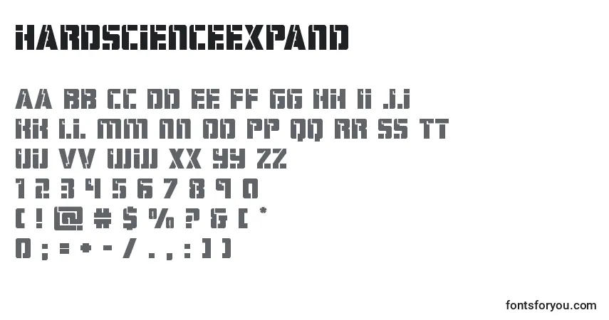 Czcionka Hardscienceexpand (129079) – alfabet, cyfry, specjalne znaki