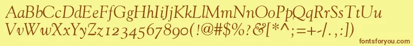 Подробнее о шрифте GoudyOldStyleItalicOldStyleFigures Шрифт GoudyOldStyleItalicOldStyleFigures – коричневые шрифты на жёлтом фоне