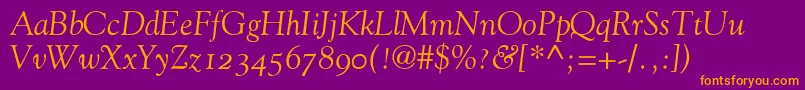 GoudyOldStyleItalicOldStyleFigures Font – Orange Fonts on Purple Background