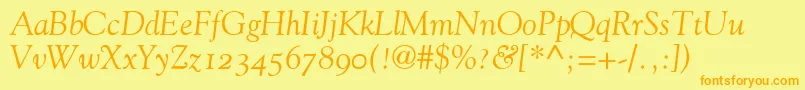 GoudyOldStyleItalicOldStyleFigures Font – Orange Fonts on Yellow Background
