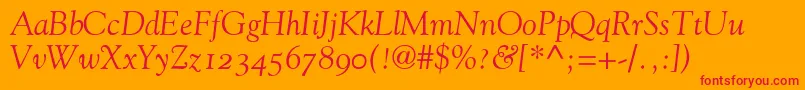 GoudyOldStyleItalicOldStyleFigures Font – Red Fonts on Orange Background