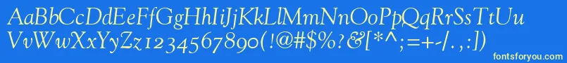 GoudyOldStyleItalicOldStyleFigures Font – Yellow Fonts on Blue Background