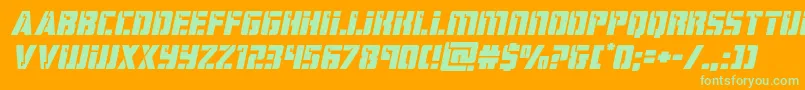 hardscienceexpandital-Schriftart – Grüne Schriften auf orangefarbenem Hintergrund