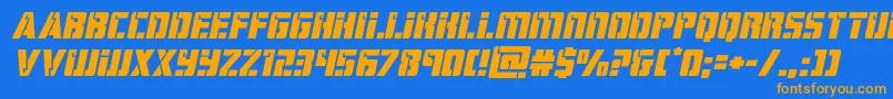 hardscienceexpanditalフォントについての詳細 フォントhardscienceexpandital – オレンジ色の文字が青い背景にあります。