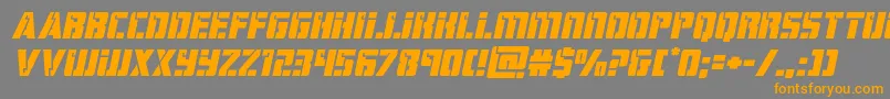 フォントhardscienceexpandital – オレンジの文字は灰色の背景にあります。