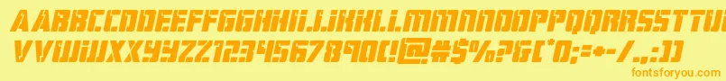 hardscienceexpandital-Schriftart – Orangefarbene Schriften auf gelbem Hintergrund